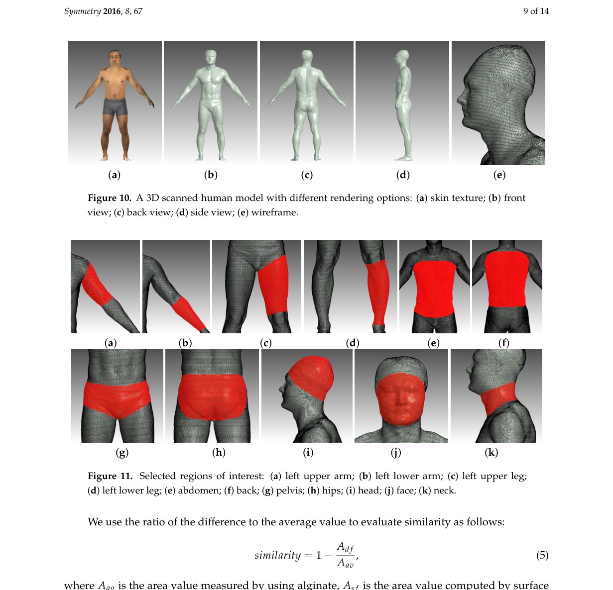 Computing Surface Area of 3D Scanned Human Data